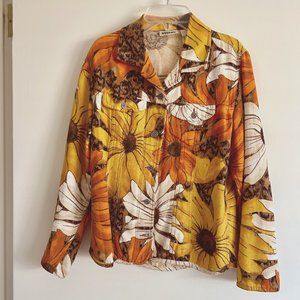 Chico's Sunflower Cotton Jacket Size 0 (6-8) Small